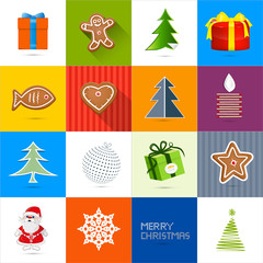 Canvas Print - Sixteen Christmas Vector Backgrounds Set