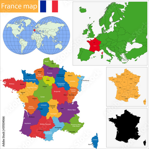 Obraz na płótnie canvas Mapa Francji