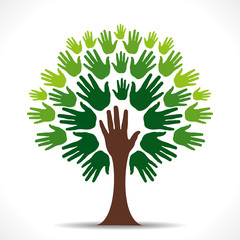 green hand tree vector