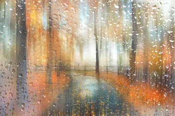 Wall Mural - abstract blurred autumn landscape