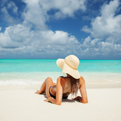 Sticker - Young fashion woman relax on the beach