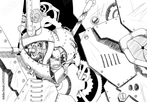 Obraz na płótnie canvas dwuczęściowy "dyptyk" Sztuka steampunk
