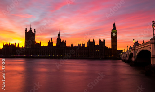 Naklejka samoprzylepna Westminster czerwony niebo zachód słońca