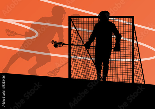 Board z aluminiowym obramowaniem Lacrosse gracze aktywny sport sylwetki tło illustrati