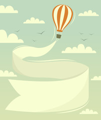 Wall Mural - Hot air balloon with banner. Vector illustration.