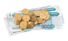 Russian Rubles Banknotes And Coins