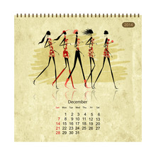 Girls Retro Calendar 2014 For Your Design