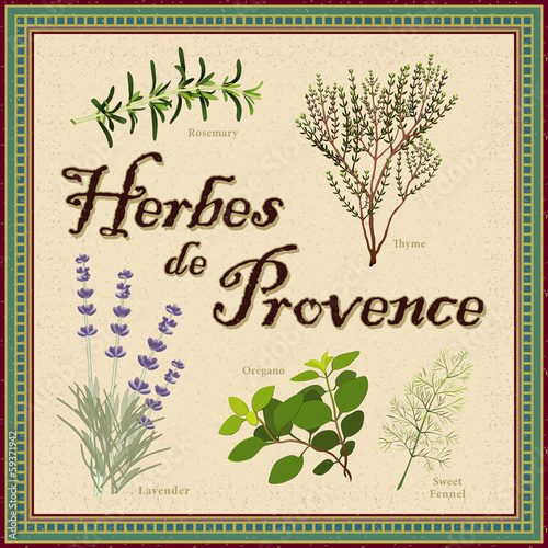 Board z aluminiowym obramowaniem Herbes de provence, lawenda, rozmaryn, tymianek, koper, oregano