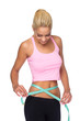 Happy fitness woman with measure tape