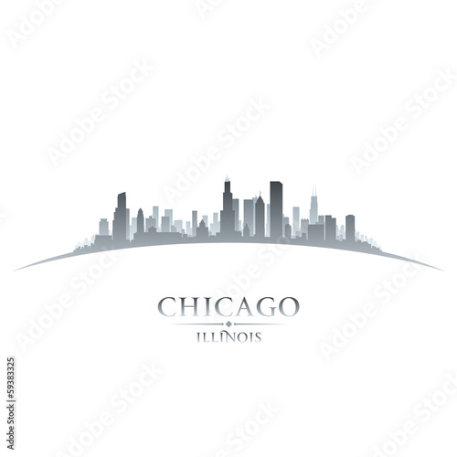Board z aluminiowym obramowaniem Chicago illinois city skyline sylwetka białe tło