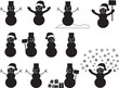 Snowman silhouettes set illustrated on white