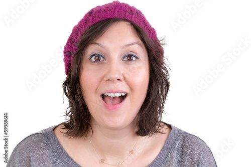 Fotomural Woman reacting in delight and pleasure