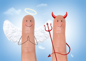 Canvas Afdrukken
 - angel and devil - happyfinger