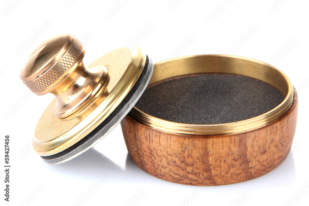 Wooden stamp, isolated on white