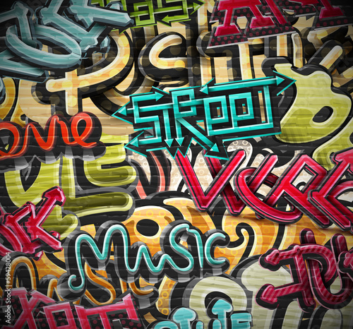 Naklejka - mata magnetyczna na lodówkę Graffiti background