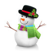 © Valentina R. - Snowman in black hat isolated on white background.