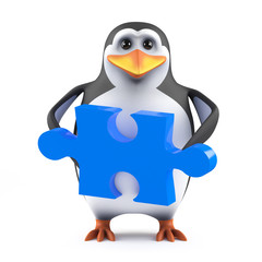 Fototapete - Cute penguin holds the solution