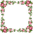 Vintage frame with pink roses. Vector illustration.