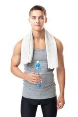 Wall Mural - Athlete man with a water bottle