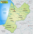 Karte von Aquitanien mit Grenzen in Pastelgrün