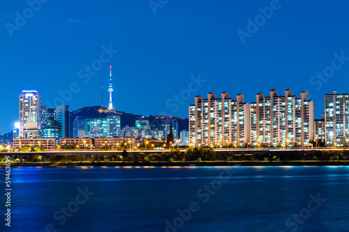 Obraz na płótnie canvas dwuczęściowy "dyptyk" Seoul skyline