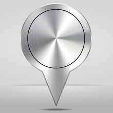 Silver Map Location Pointer Icon Vector Illustration.