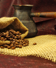 Wall Mural - image of coffee pot and coffee beans