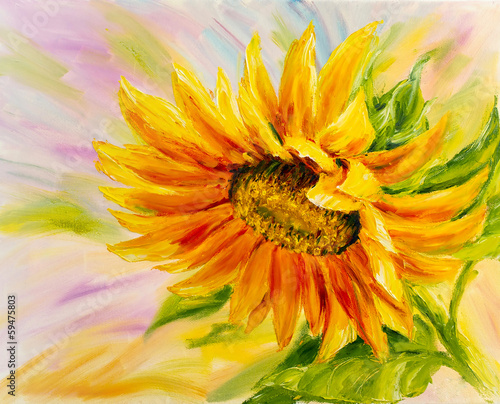 Fototapeta do kuchni Sunflower, oil painting on canvas