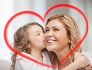 Canvas Print - smiling mother and daughter hugging