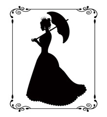 princess silhouette in retro patterned frame