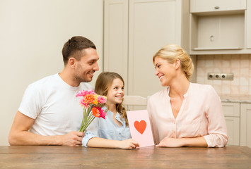 Canvas Print - happy family celebrating mothers day