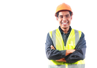 Canvas Print - Man engineer isolated on white background