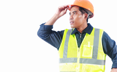 Civil engineer with safety vest isolated on white background