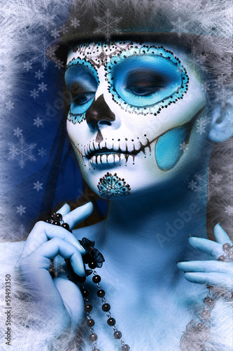 Plakat na papierze fotorealistycznym Halloween tworzą czaszki cukru