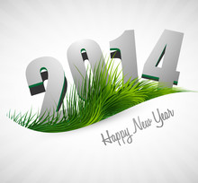 Celebration 2014 Happy New Year Holiday Card For Grass Wave Desi