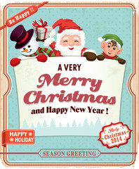 Vintage Christmas poster design with Santa Claus