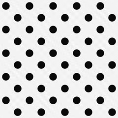 Wall Mural - Black Polka Dots on White Textured Fabric Background