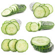 Collections of Cucumbers slices isolated on white background