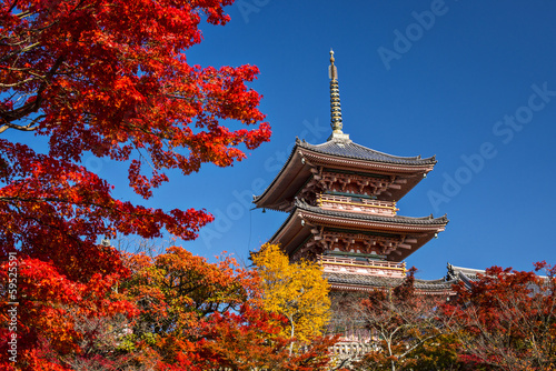 Naklejka samoprzylepna Świątynia kiyomizu w Kioto w Japonii