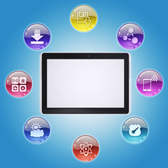 Wall Mural - Tablet PC and program icons