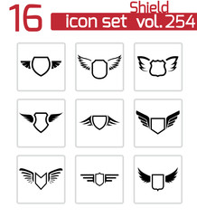 Wall Mural - vector black shield icons set