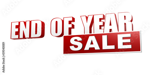 Fotografía end of year sale red white banner - letters and block