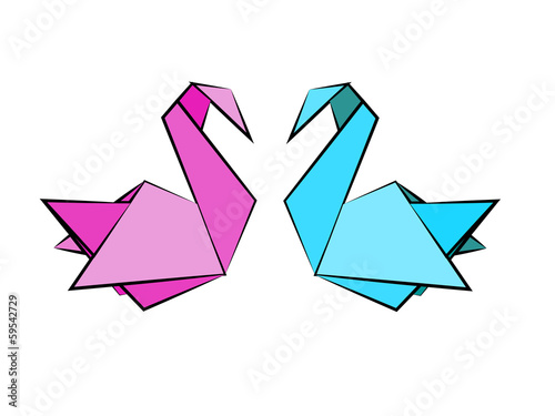 Board z aluminiowym obramowaniem Łabędzie origami różowy niebieski