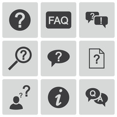Wall Mural - vector black faq icons set