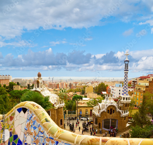 Fotoboard na płycie Park guell, barcelona, ​​hiszpania