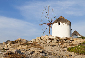 Wall Mural - Old windmill at Mykonos island in Greece