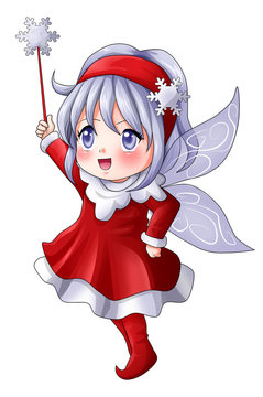 Cartoon illustration of a Christmas pixie