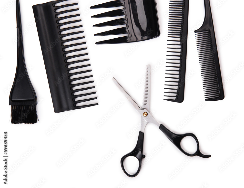 Professional hairdresser tools isolated on white