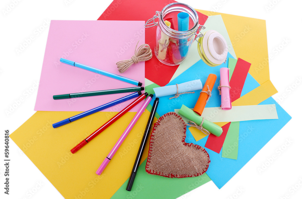 Things for making jar of dreams, isolated on white