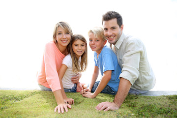 Wall Mural - Portrait of happy family in summertime